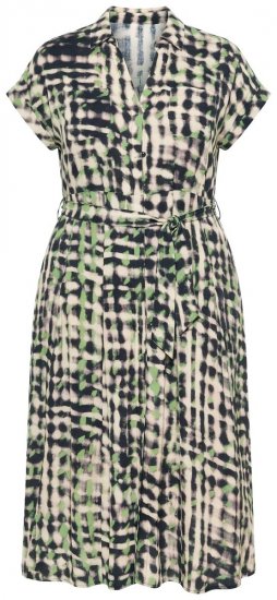 Ulla Popken 852257 Bedrukte maxi-jurk Taupe - Maxi jurken - Maxi jurken in grote maten