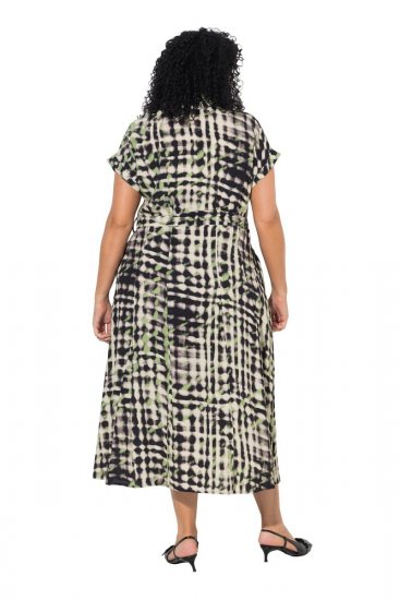 Ulla Popken 852257 Bedrukte maxi-jurk Taupe - Maxi jurken - Maxi jurken in grote maten