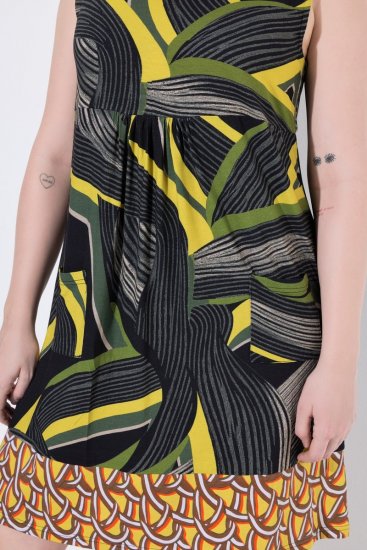 Ulla Popken 852329 Gestreepte jersey jurk Olijfgroen - Jersey jurken - 