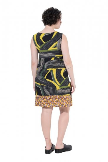 Ulla Popken 852329 Gestreepte jersey jurk Olijfgroen - Jersey jurken - 