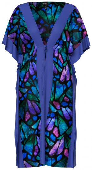 Ulla Popken 852333 Bedrukte jurk met trekkoord Lila - Kaftans - 