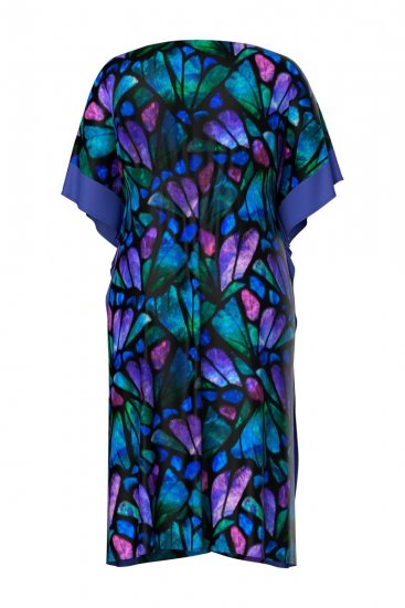 Ulla Popken 852333 Bedrukte jurk met trekkoord Lila - Kaftans - 
