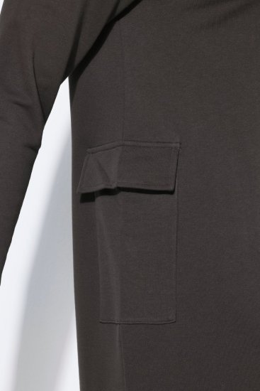 Ulla Popken 852456 Sweatjurk met col Donkerbruin - Sweatjurken - 