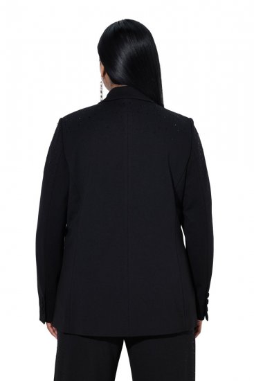 Ulla Popken 852498 Blazer met één knoop en strass Zwart - Blazers - Blazers in grote maten voor dames