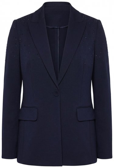 Ulla Popken 852498 Blazer met strass Donkerblauw - Blazers - Blazers in grote maten voor dames