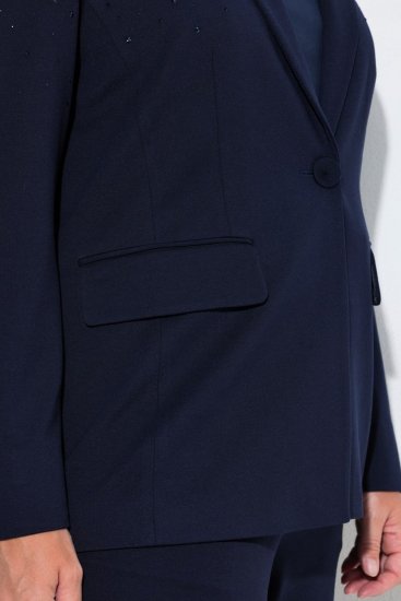 Ulla Popken 852498 Blazer met strass Donkerblauw - Blazers - Blazers in grote maten voor dames