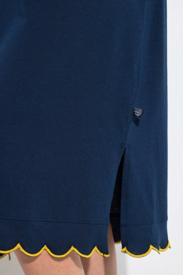 Ulla Popken 852526 Nachthemd met overhemdkraag Donkerblauw - Nachthemden - 