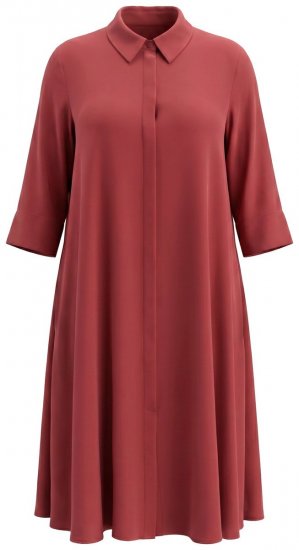 Ulla Popken 852542 Blousejurk met driekwartmouwen Bruin - Blousejurken -