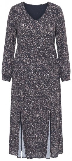Ulla Popken 852606 Bedrukte maxi-jurk Zwart - Maxi jurken - Maxi jurken in grote maten