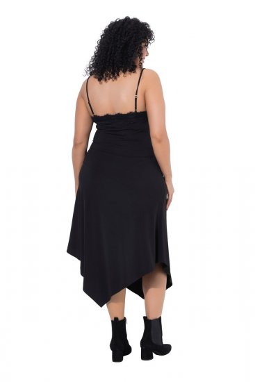 Ulla Popken 852636 Wikkeljurk Zwart - Jersey jurken - 