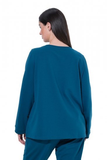 Ulla Popken 852710 Loungetrui met lange mouwen Petrol - Pyjama's en Loungewear - 