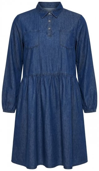 Ulla Popken 852768 A-lijn denim jurk met zakken Denimblauw - Kleedjes - Jurken in alle maten