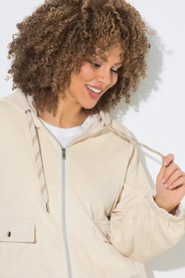 Ulla Popken 852802 Corduroy jack Gebroken wit - Jassen - Damesjassen in grote maten