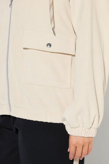 Ulla Popken 852802 Corduroy jack Gebroken wit - Jassen - Damesjassen in grote maten