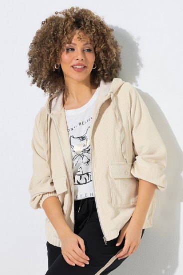 Ulla Popken 852802 Corduroy jack Gebroken wit - Jassen - Damesjassen in grote maten