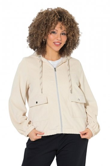 Ulla Popken 852802 Corduroy jack Gebroken wit - Jassen - Damesjassen in grote maten