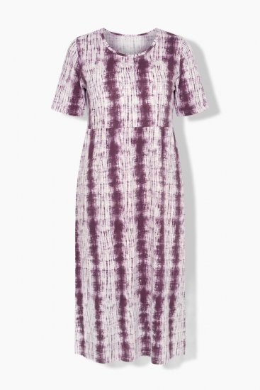 Ulla Popken 852854 Gestreepte midi-jurk Bruin - Midi jurken - Midi jurken in grote maten