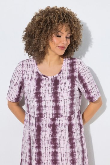 Ulla Popken 852854 Gestreepte midi-jurk Bruin - Midi jurken - Midi jurken in grote maten