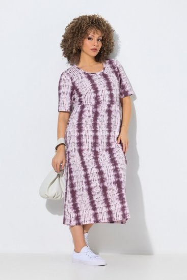 Ulla Popken 852854 Gestreepte midi-jurk Bruin - Midi jurken - Midi jurken in grote maten