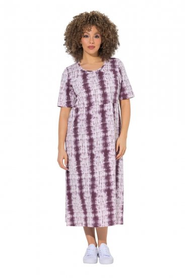 Ulla Popken 852854 Gestreepte midi-jurk Bruin - Midi jurken - Midi jurken in grote maten