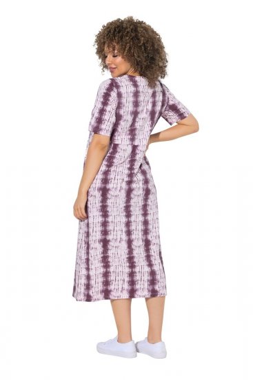 Ulla Popken 852854 Gestreepte midi-jurk Bruin - Midi jurken - Midi jurken in grote maten