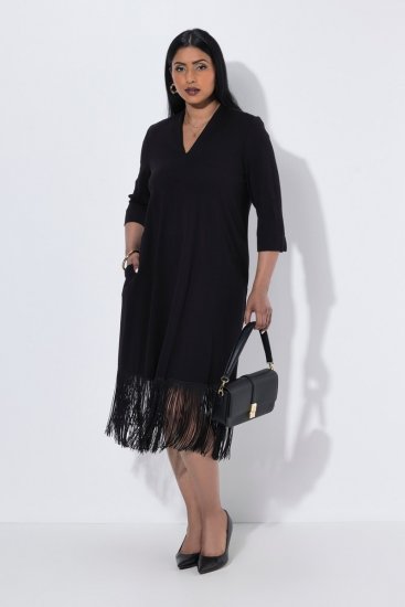 Ulla Popken 852937 Jersey jurk Zwart - Jersey jurken - 