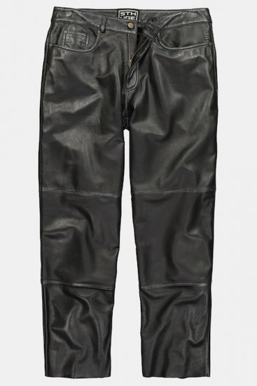 JP1880 853066 Leren broek met grote achterzakken Zwart - Leren broeken voor heren in grote maten - Leren broeken grote maten