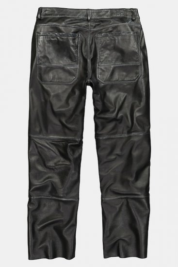 JP1880 853066 Leren broek met grote achterzakken Zwart - Leren broeken voor heren in grote maten - Leren broeken grote maten