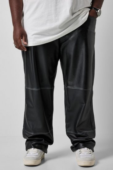 JP1880 853066 Leren broek met grote achterzakken Zwart - Leren broeken voor heren in grote maten - Leren broeken grote maten