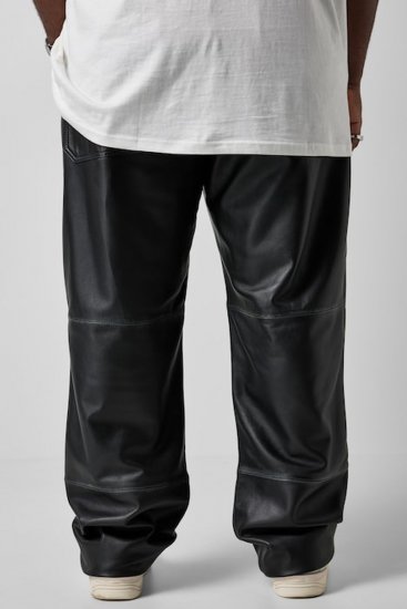 JP1880 853066 Leren broek met grote achterzakken Zwart - Leren broeken voor heren in grote maten - Leren broeken grote maten