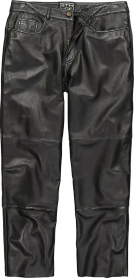 JP1880 853066 Leren broek met grote achterzakken Zwart - Leren broeken voor heren in grote maten - Leren broeken grote maten