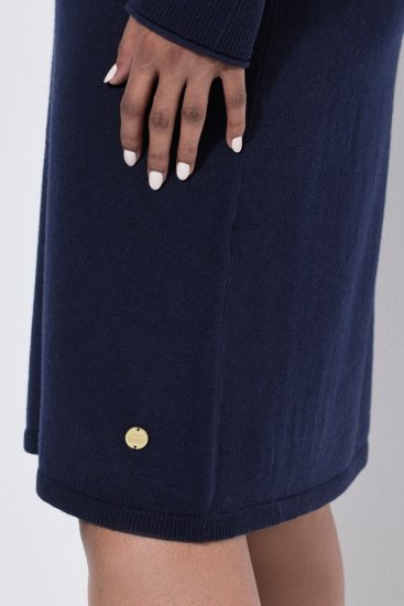 Ulla Popken 853077 Gebreide jurk met lange mouwen Donkerblauw - Gebreide jurken - 