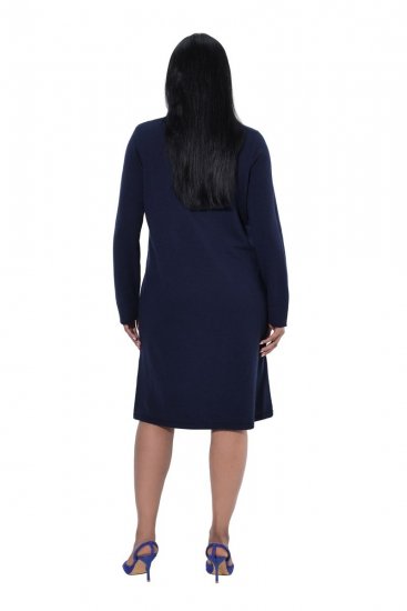 Ulla Popken 853077 Gebreide jurk met lange mouwen Donkerblauw - Gebreide jurken - 