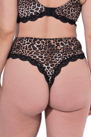 Ulla Popken 853106 Strings met dierenprint Zwart - Slips - 