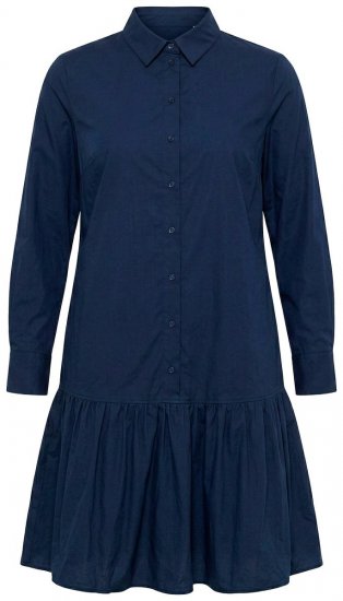 Ulla Popken 853457 Jurk met lange mouwen Donkerblauw - Midi jurken - Midi jurken in grote maten