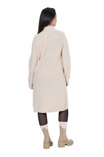 Ulla Popken 853504 Gebreide jurk met lange mouwen en col Gebroken wit - Gebreide jurken - 