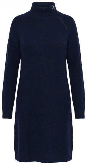 Ulla Popken 853504 Gebreide jurk met col Donkerblauw - Kleedjes - Jurken in alle maten