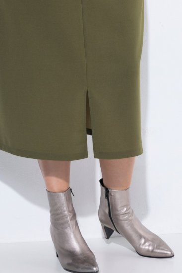 Ulla Popken 853510 Midi-jurk met zakken Kaki - Midi jurken - Midi jurken in grote maten