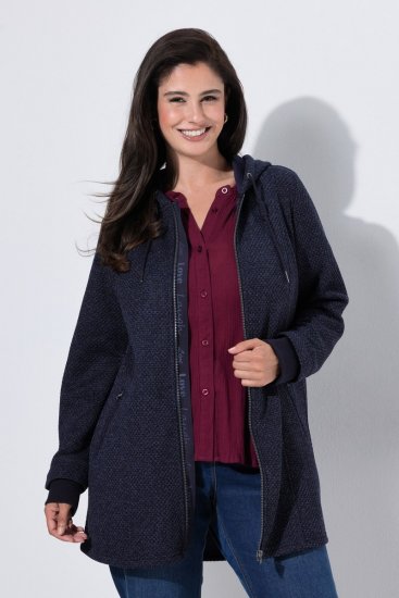 Ulla Popken 853577 Fleecejack Donkerblauw - Jassen - Damesjassen in grote maten