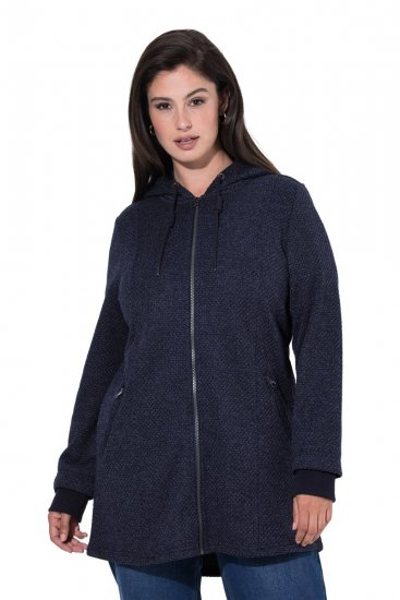 Ulla Popken 853577 Fleecejack Donkerblauw - Jassen - Damesjassen in grote maten