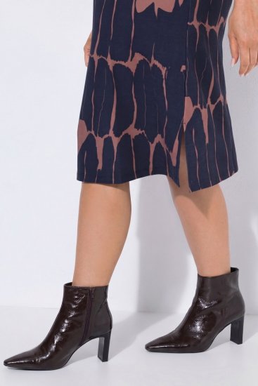 Ulla Popken 853590 Bedrukte jersey jurk met driekwartmouwen Donkerblauw - Kleedjes - Jurken in alle maten
