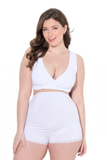 Ulla Popken 853631 Zwangerschapsslips met kant Wit - Slips - 