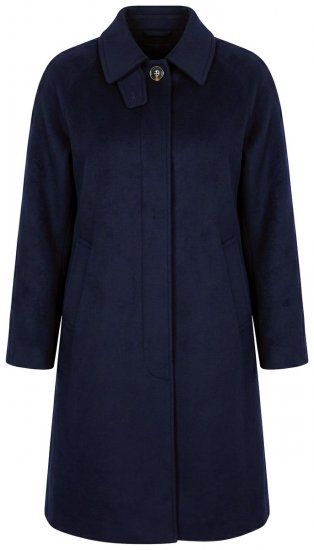 Ulla Popken 853646 Wollen jas met overhemdkraag Donkerblauw - Jassen - Jassen in grote maten