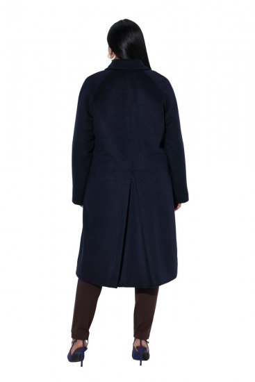 Ulla Popken 853646 Wollen jas met overhemdkraag Donkerblauw - Jassen - Jassen in grote maten