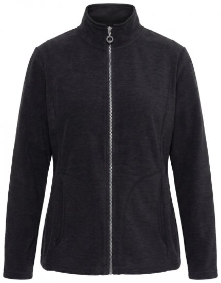 Ulla Popken 853668 Fleecejas met opstaande kraag Zwart - Fleecekleding - 