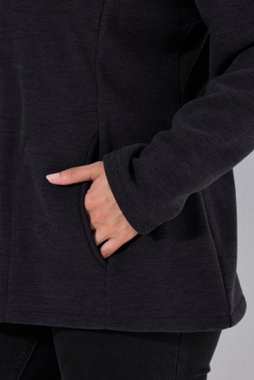 Ulla Popken 853668 Fleecejas met opstaande kraag Zwart - Fleecekleding - 