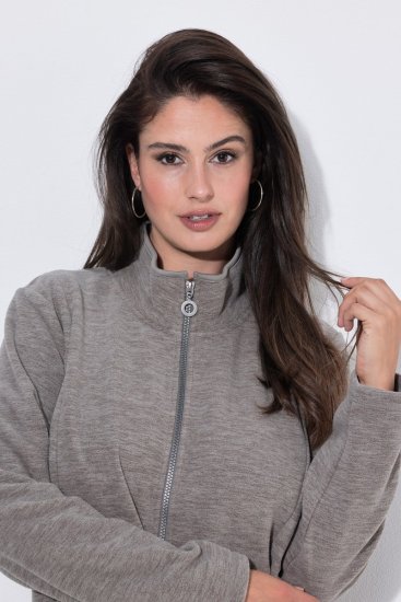 Ulla Popken 853668 Fleecejas met opstaande kraag Grijs - Fleecekleding - 