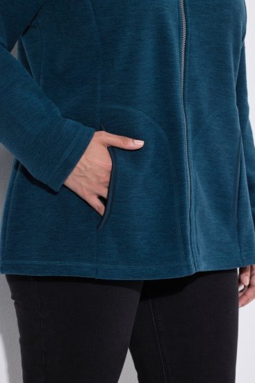 Ulla Popken 853668 Fleecejas met opstaande kraag Petrol - Fleecekleding - 