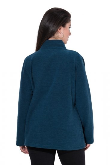 Ulla Popken 853668 Fleecejas met opstaande kraag Petrol - Fleecekleding - 