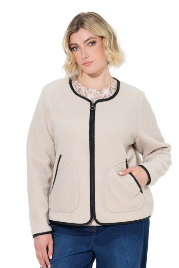 Ulla Popken 853685 Teddy jack Champagne - Jassen - Damesjassen in grote maten